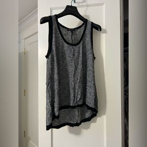Banana Republic Black and White Striped Tank Top - linen/viscose blend - Large